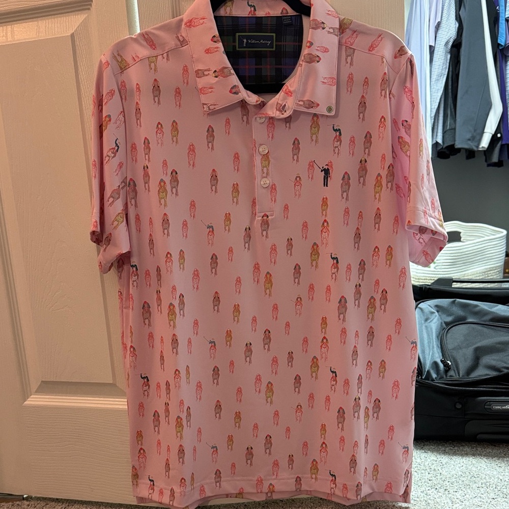 William Murray Golf Pink Patterned Polo Shirt